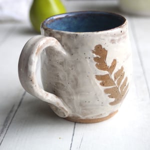 Image of Nature Mug, 13 oz. Handcrafted with Pressed Maiden Hair Fern Leaves, Made in USA
