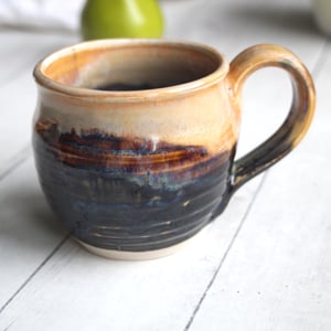 Image of Brown and Cream Colored Mug, Handcrafted Pottery Mug Made in USA