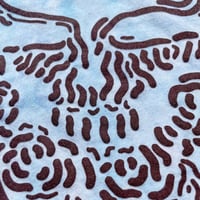 Image 3 of Wavy Skull on Blue Tie-Dye Longsleeve T-shirt w/ Maroon Print