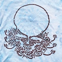 Image 2 of Wavy Skull on Blue Tie-Dye Longsleeve T-shirt w/ Maroon Print