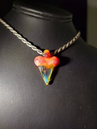 Image 1 of Silver fumed shark tooth pendant with orange top