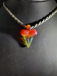 Image 2 of Silver fumed shark tooth pendant with orange top