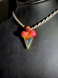 Image 3 of Silver fumed shark tooth pendant with orange top