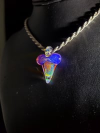 Image 1 of Silver fumed shark tooth pendant with triangle opal tip 💎