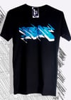 SWIFT BLUE ON BLACK TEE