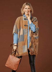 Image 1 of Color Block Ruana Cardigan