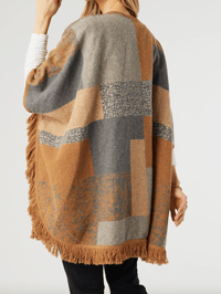 Image 2 of Color Block Ruana Cardigan