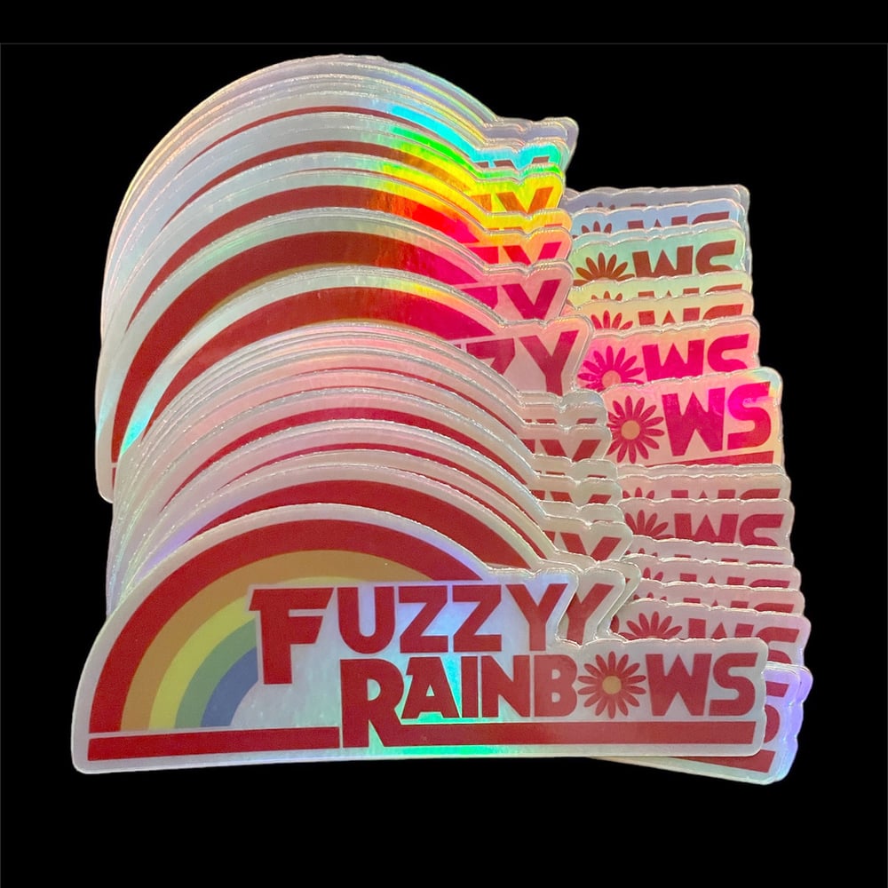FUZZY RAINBOWS HOLOGRAPHIC STICKERS