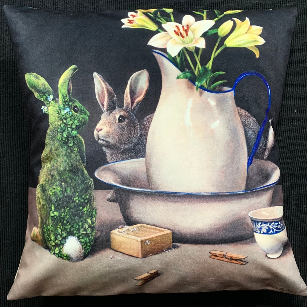 Image of Velvet Green Rabbit Cushion