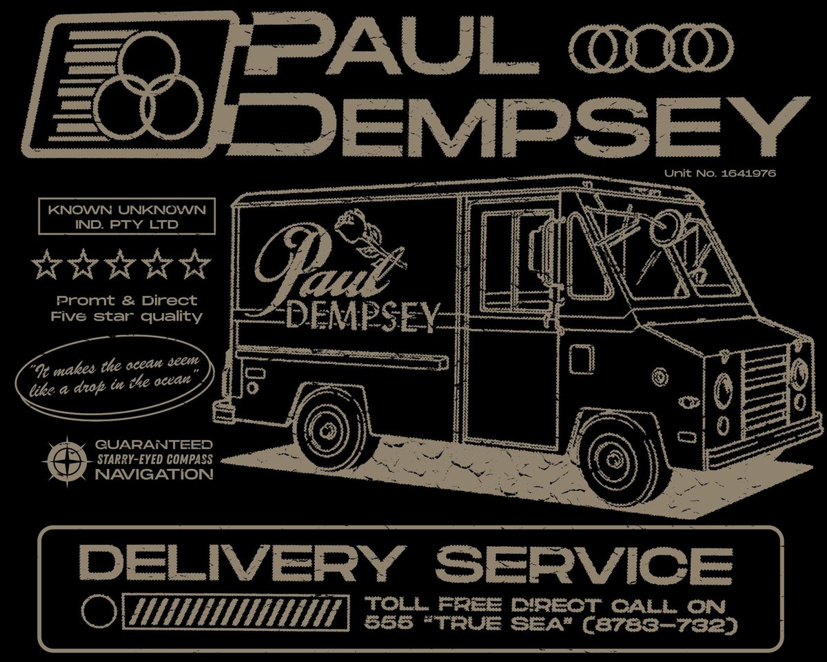 Image of 'Paul Dempsey Delivery Service' Tee on burgundy