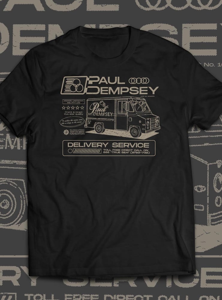 Image of 'Paul Dempsey Delivery Service' Tee on black