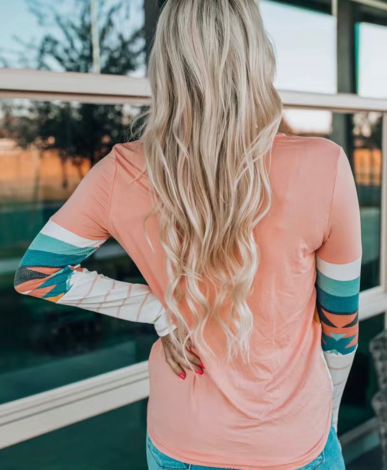 Image of Peach haze aztec shirt