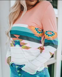 Image 2 of Peach haze aztec shirt