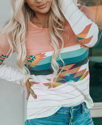 Image 1 of Peach haze aztec shirt