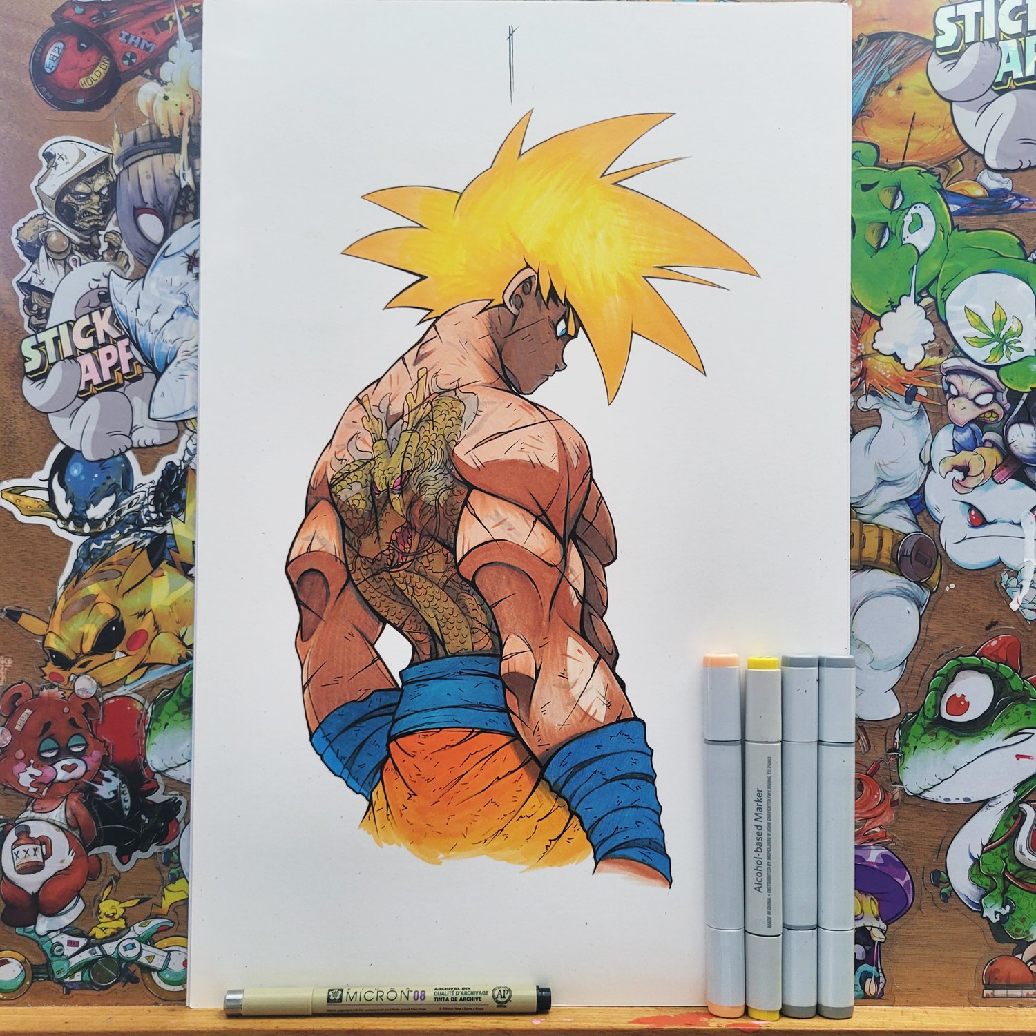 TATTOOED GOKU ORIGINAL ART SIGNED | Atomic Studios