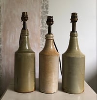 Image 3 of Vintage Stoneware Bottle Lamp Dark