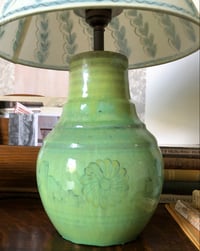Image 5 of Antique Green Glazed Table Lamp.
