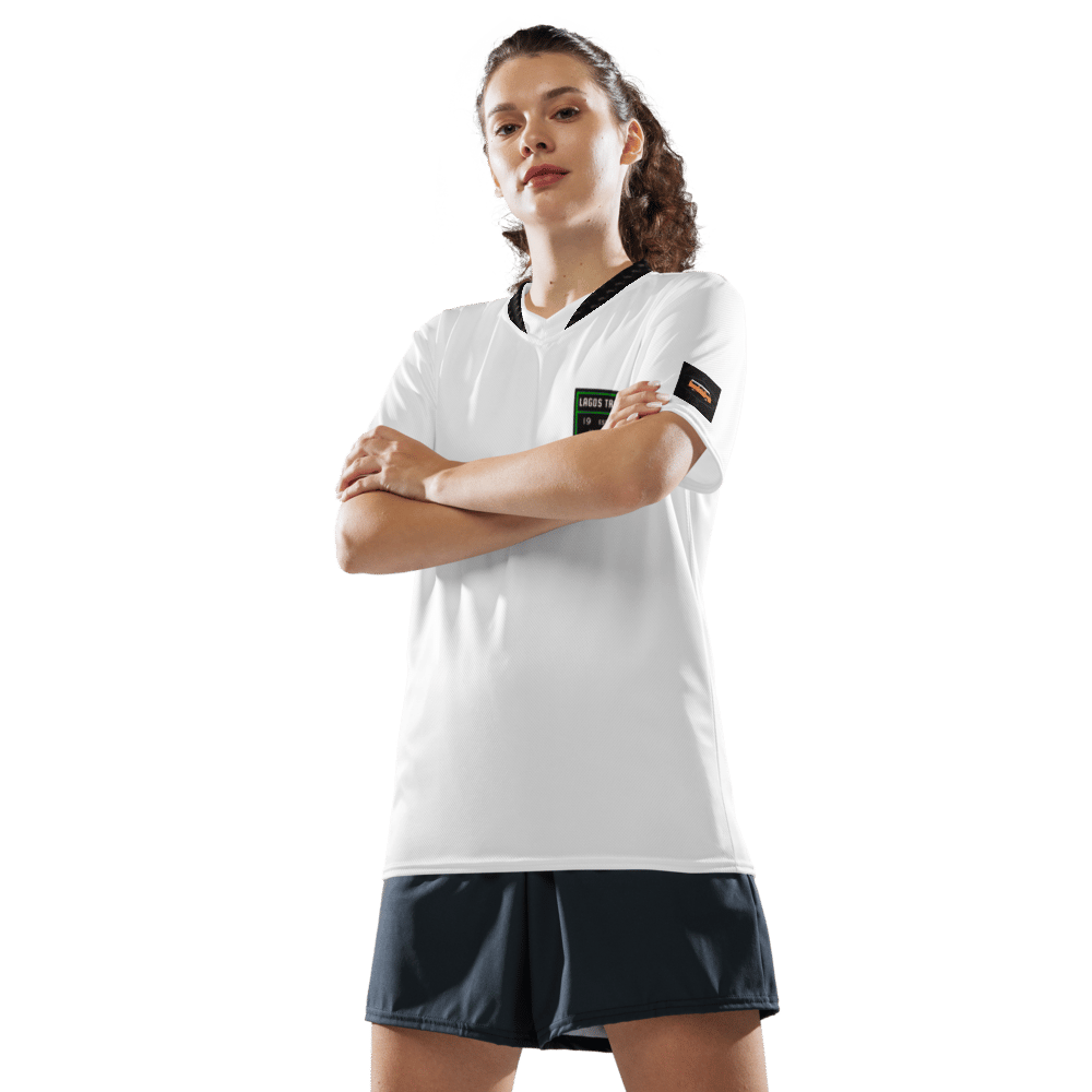 LTC GRN/YLW CREST UNISEX V-NECK SPORTS JERSEY (WHT)