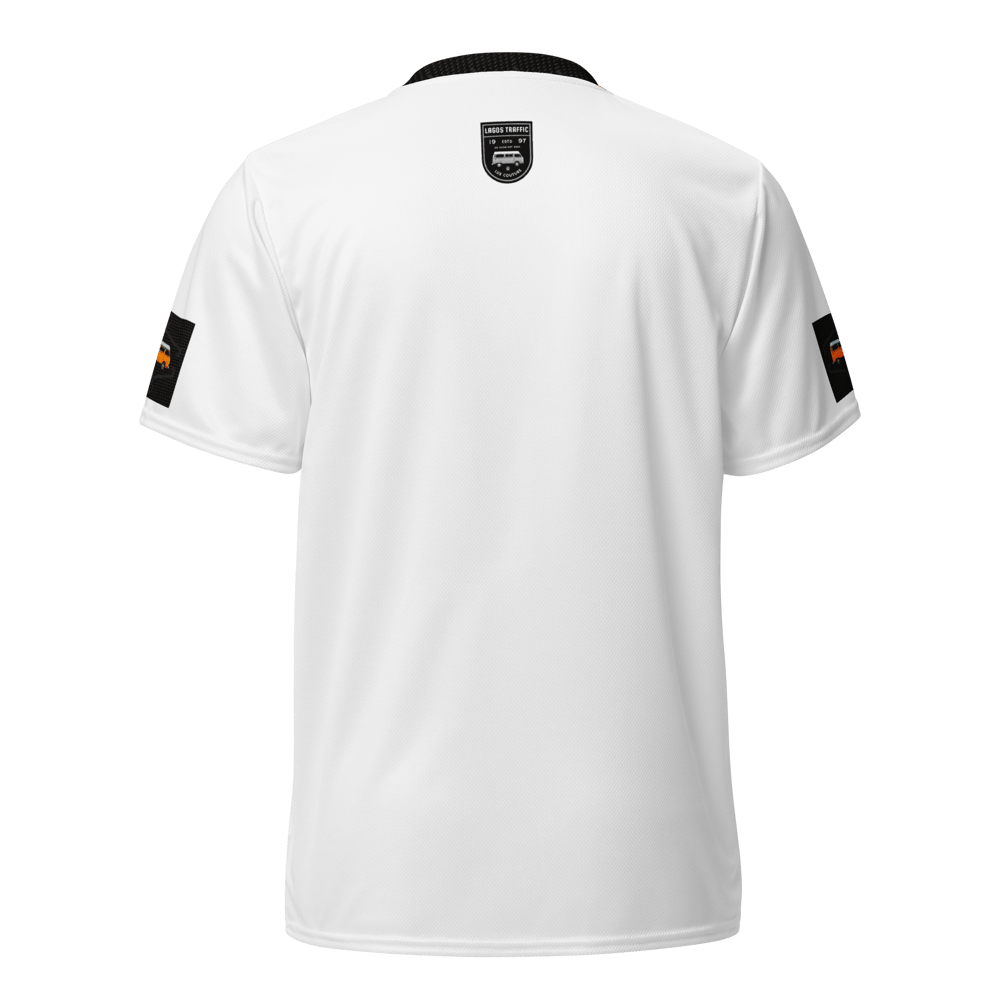 WHITE - LTC BLK/WHT CREST UNISEX V-NECK SPORTS JERSEY