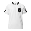 WHITE - LTC BLK/WHT CREST UNISEX V-NECK SPORTS JERSEY