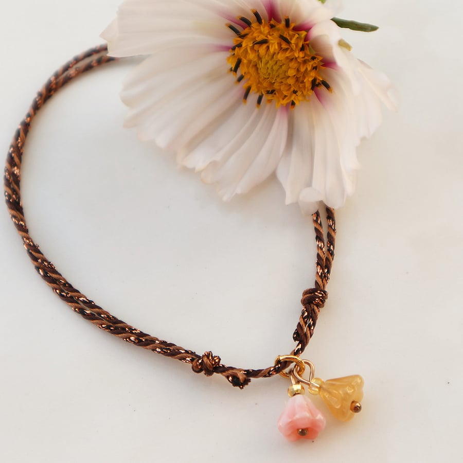 Image of Bracelet fleurs rose-pêche