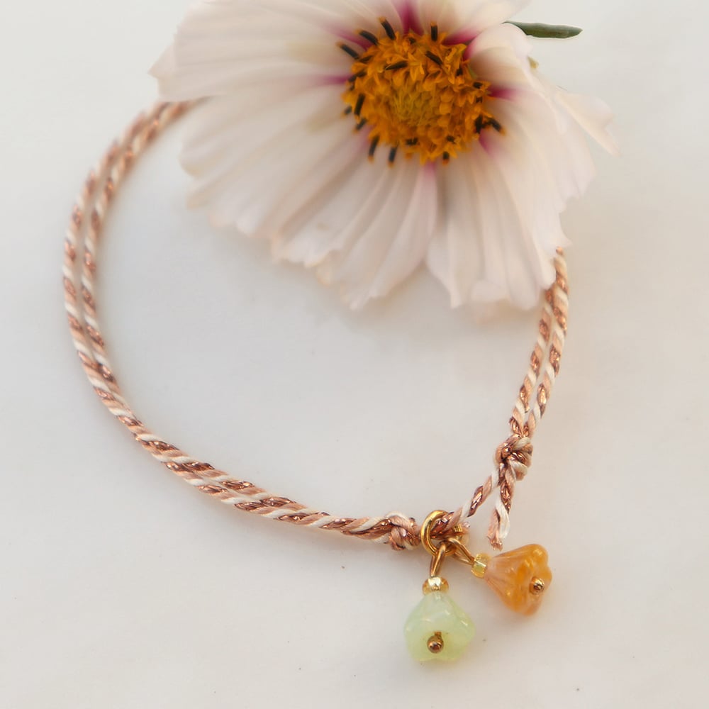 Image of Bracelet fleurs verveine-pêche