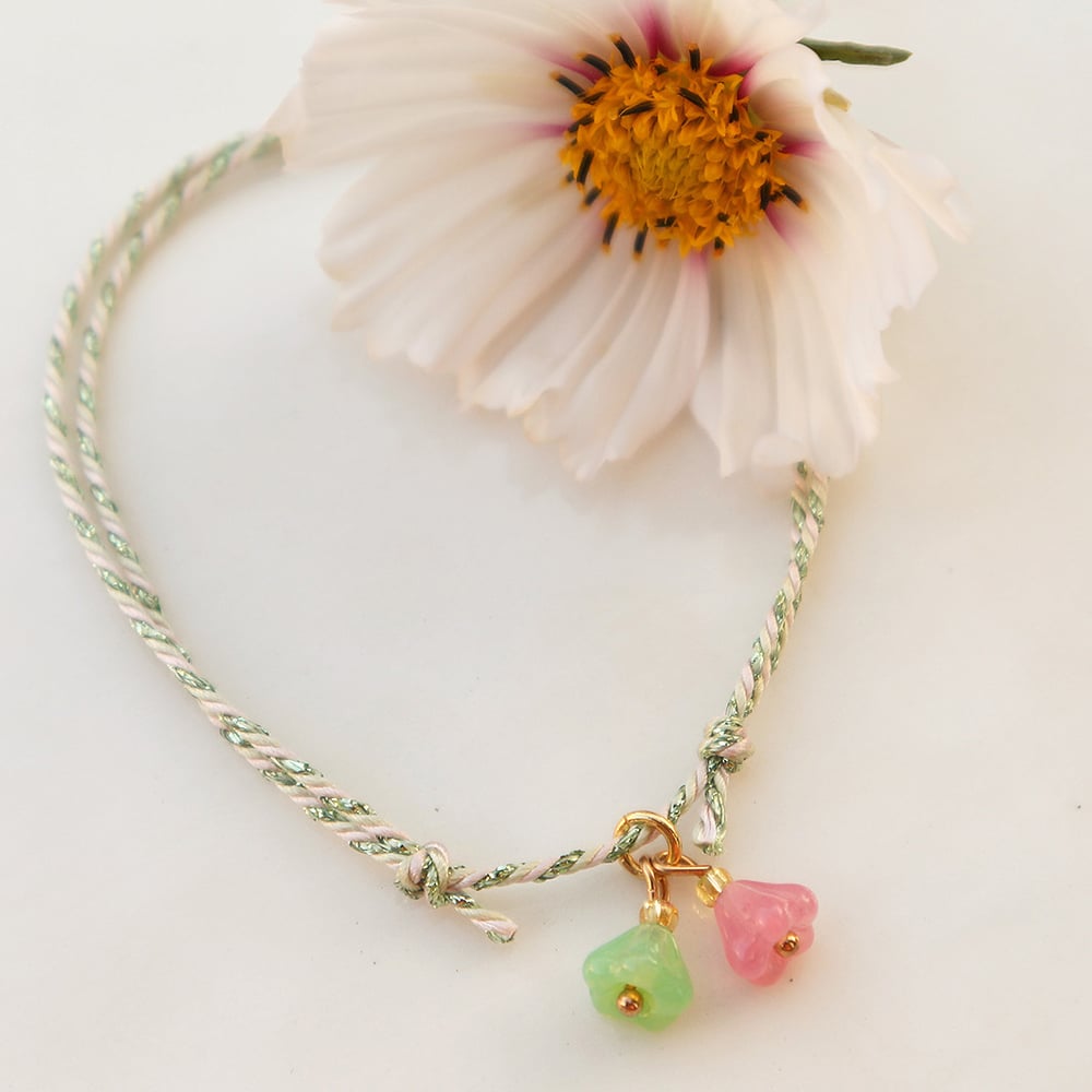 Image of Bracelet fleurs fraise-pistache