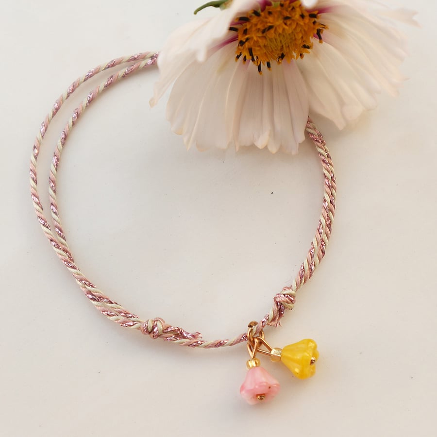 Image of Bracelet fleurs rose-citron