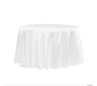 120" Round White satin table cloth 