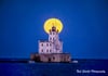 Blue Supermoon Over Milwaukee Lighthouse