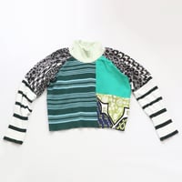 Image 3 of forest greens stripe patchwork 14 sweater top courtneycourtney turtleneck longsleeve cropped crop