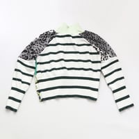 Image 4 of forest greens stripe patchwork 14 sweater top courtneycourtney turtleneck longsleeve cropped crop