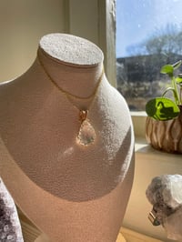 Image 3 of Gold Garden Quartz Teardrop Crystal Necklace