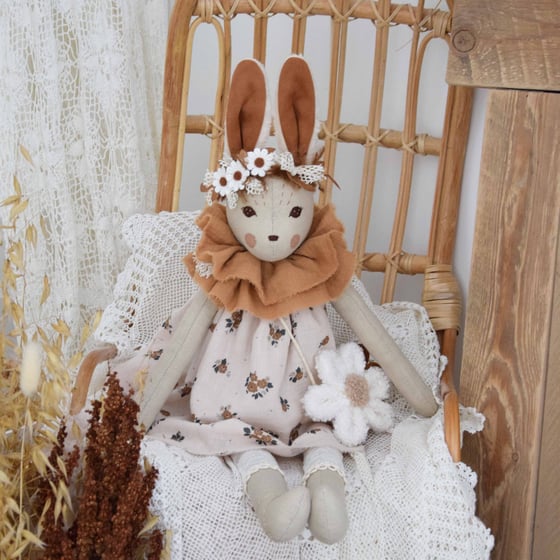 Image of Maxi lapinette Zéline robe fleur d'automne marron