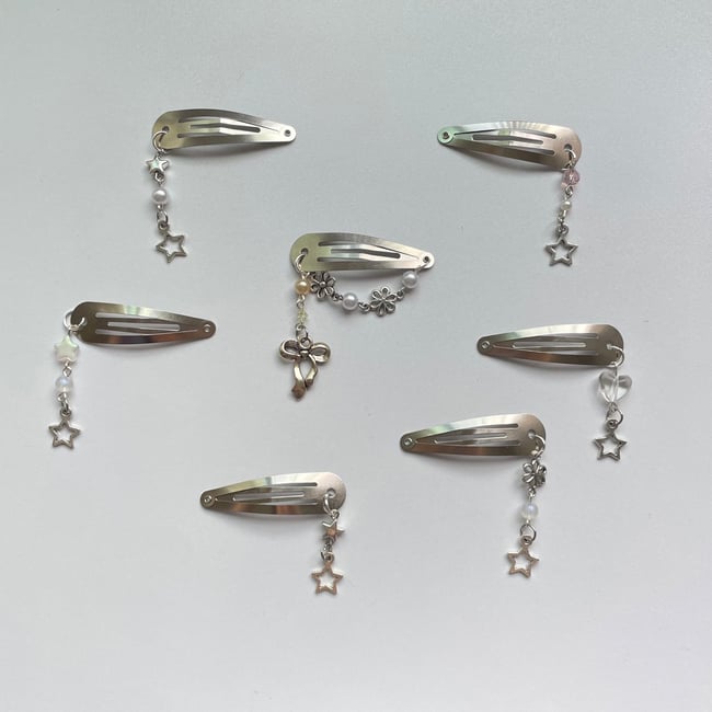 silver star barrette hair clips  