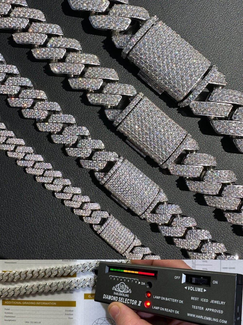 Cuban Link Chain Iced Hip Hop 925 Silver Necklace.