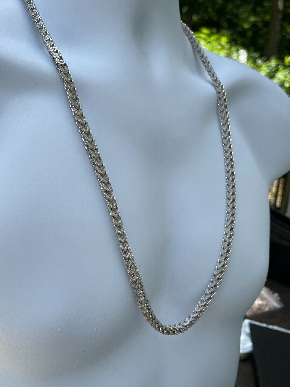 Mens Real 925 Silver Men's Franco Chain ICED Necklace 28 Inch.