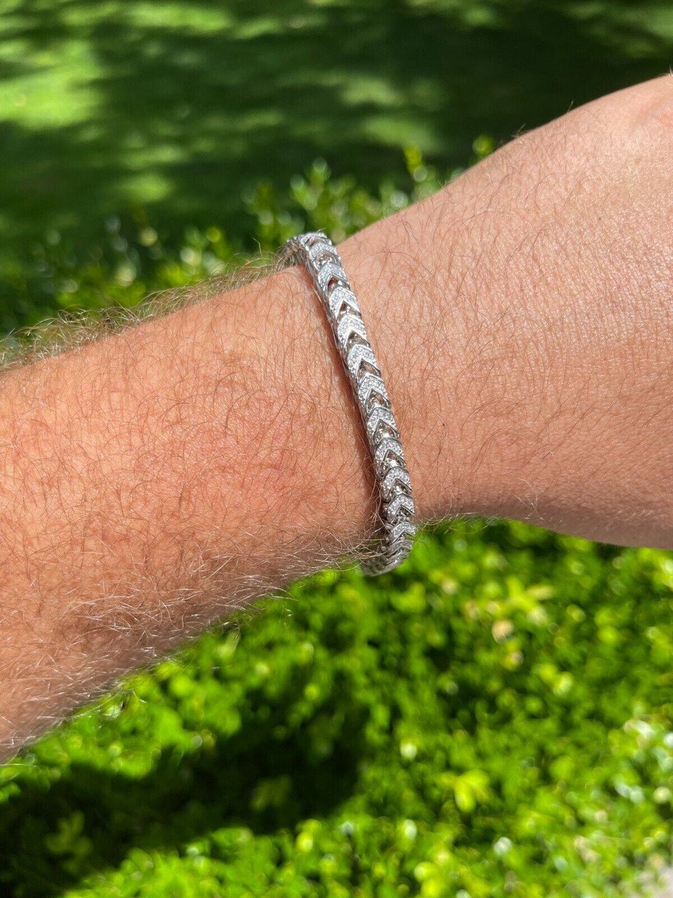 Real 925 Silver Men's Franco Bracelet ICED.