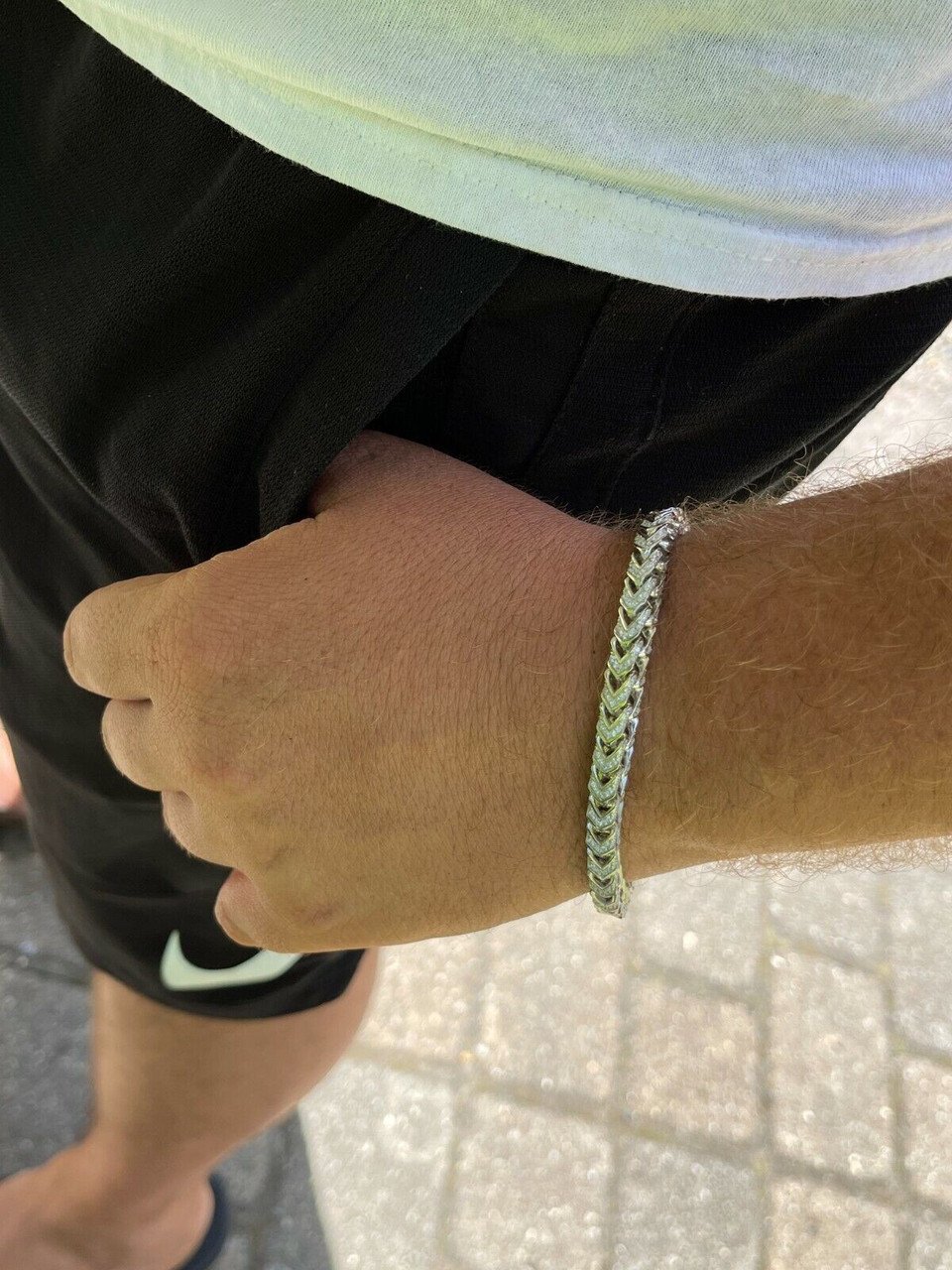 Real 925 Silver Men's Franco Bracelet ICED.