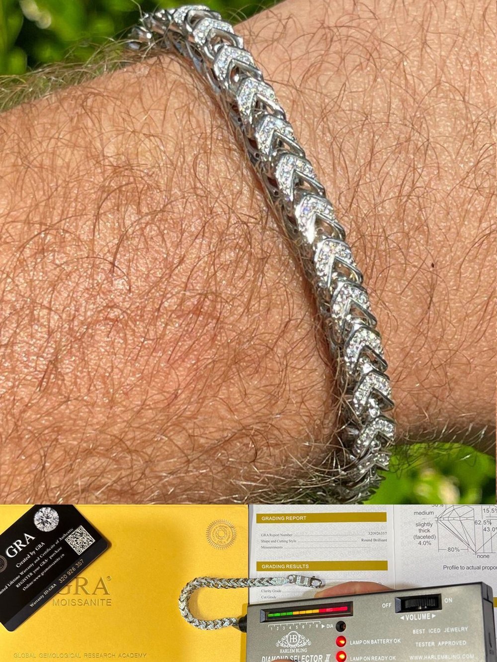 Real 925 Silver Men's Franco Bracelet ICED.