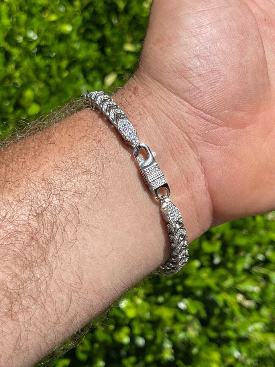 Real 925 Silver Men's Franco Bracelet ICED.