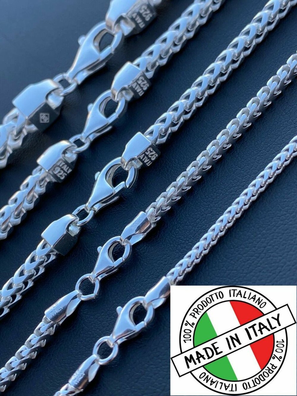 Real Solid 925 Sterling Silver Franco Chain 3mm Box Necklace 28 Inch