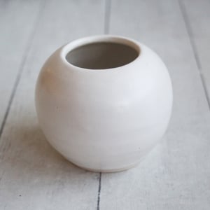Image of Modern Round Vase in Matte White Glaze, Handmade Pottery Made in USA