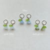 glass flower with leaf handmade huggie hoop earrings
