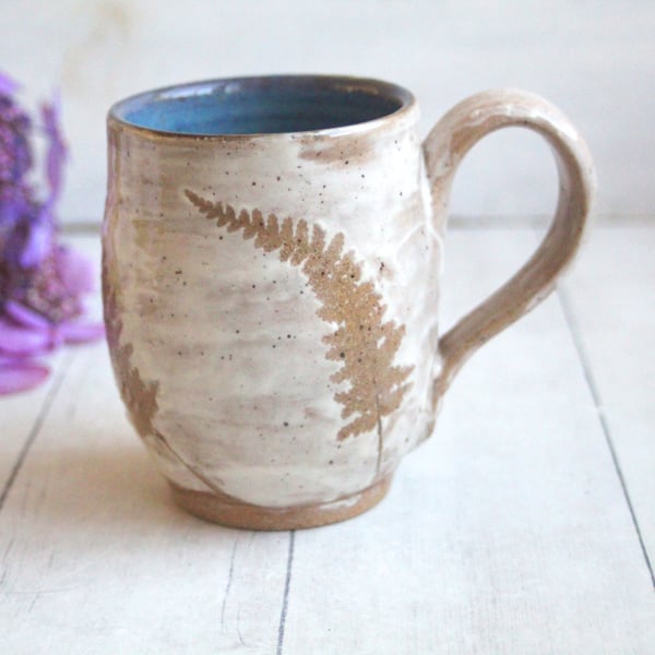 Image of Rustic Nature Mug, 13 oz. Handcrafted with Native Wild Fern Leaves, Made in USA