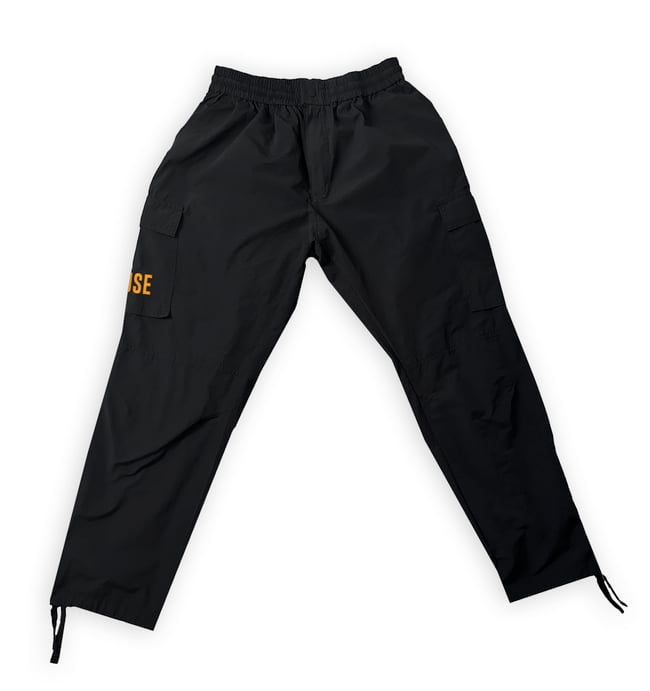 LE MUSE BLACK NYLON CARGO PANTS