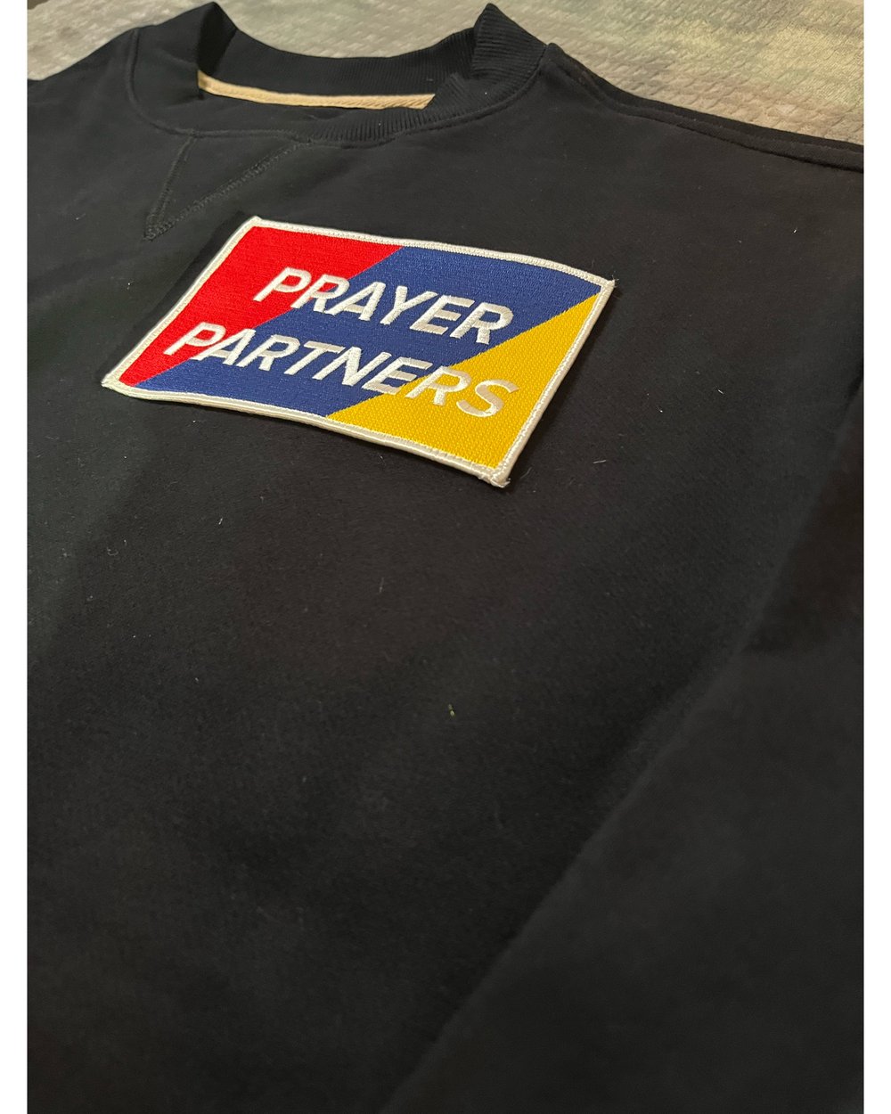 Image of Prayer Partners Crewneck - Black - Big Patch
