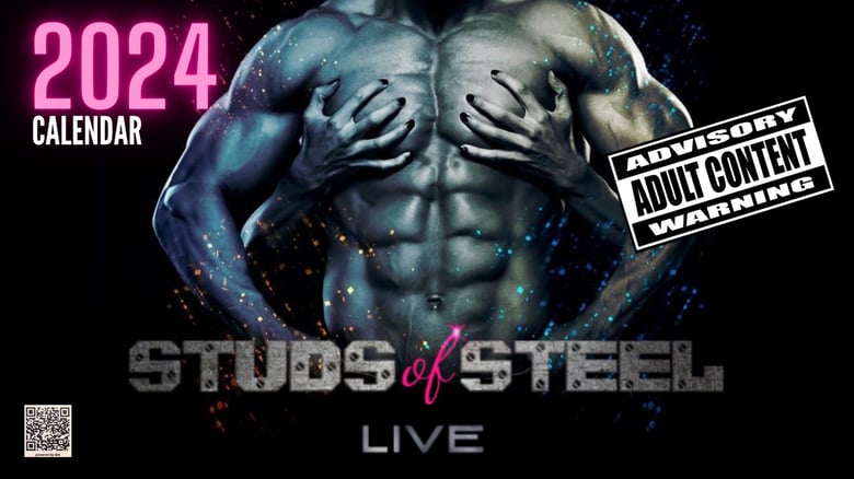 Image of STUDS OF STEEL 2024 12 MONTH CALENDAR! FREE UNCENSORED POSTER