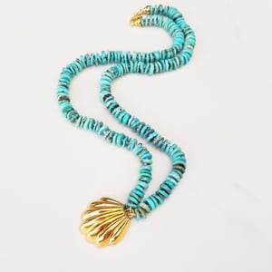 Gold Shell & Turquoise Necklace