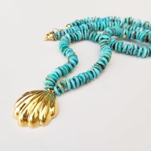 Gold Shell & Turquoise Necklace